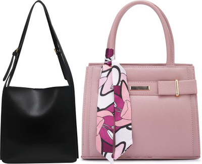 Trendycraft Women Pink, Black Handbag(Pack of: 2)