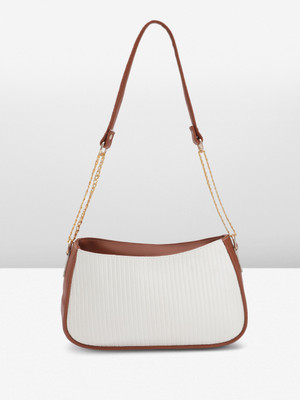 Mast & Harbour Women White, Tan Shoulder Bag