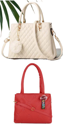 KSC Women White, Red Handbag