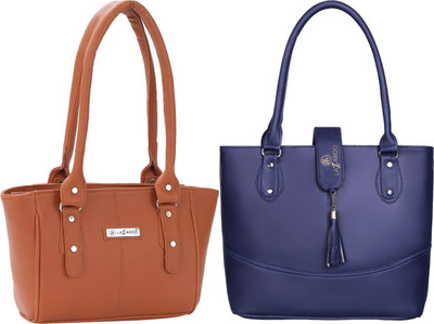 Lazzaroo Women Tan, Blue Shoulder Bag(Pack of: 2)