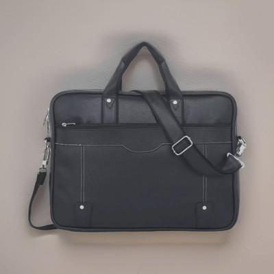 JairaJ Unisex Synthetic Leather Laptop Shoulder Messenger Bag men women Waterproof Messenger Bag(Black, 2440 L)