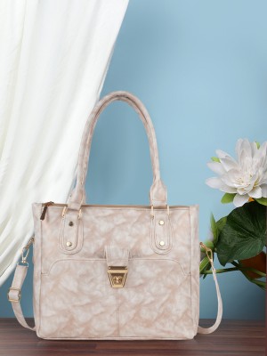 Romofy Women Beige Handbag