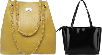 Trendycraft Women Black, Yellow Shoulder Bag(Pack of: 2)