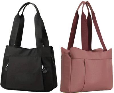 Reprox Women Black, Pink Hand-held Bag(Pack of: 2)