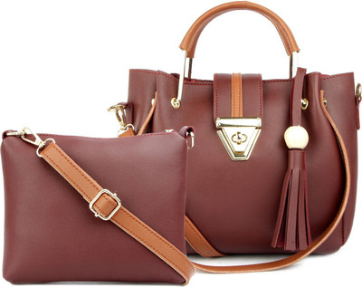 Dotiq Women Maroon Handbag(Pack of: 2)