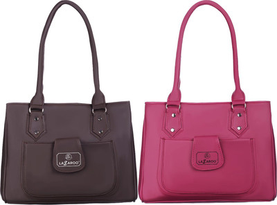 Lazzaroo Women Brown, Maroon Shoulder Bag(Pack of: 2)