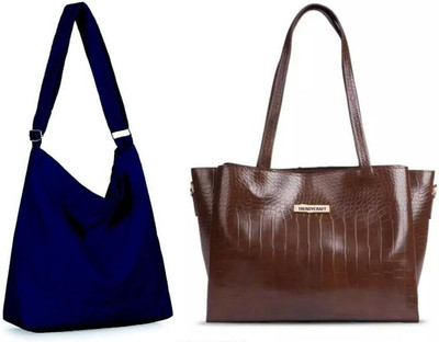 Trendycraft Women Brown, Blue Shoulder Bag(Pack of: 2)