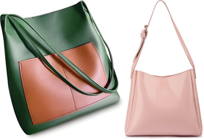 Trendycraft Women Pink, Green Shoulder Bag(Pack of: 2)