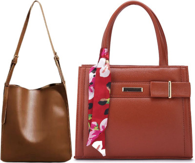 Trendycraft Women Tan, Beige Handbag(Pack of: 2)