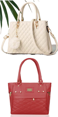 Plama Women White, Maroon Handbag