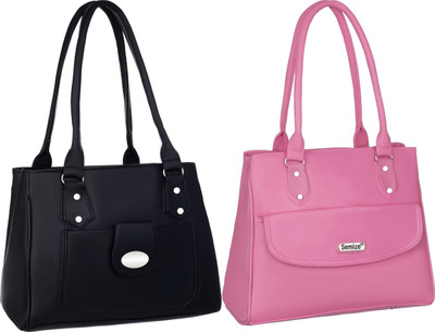 semiize Women Black, Pink Shoulder Bag(Pack of: 2)