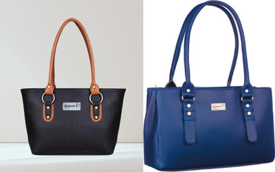 Ronty Women Blue, Black, Tan Handbag(Pack of: 2)