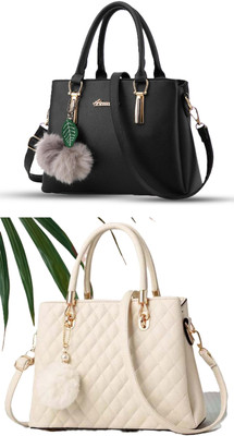 Plama Women Black, White Handbag