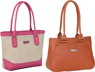 Lazzaroo Women Beige, Pink, Tan Shoulder Bag(Pack of: 2)