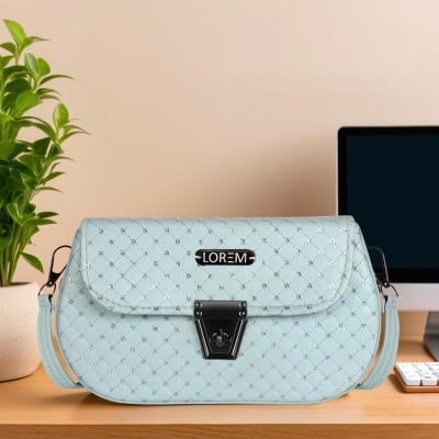 LOREM Multicolor Sling Bag Sky Blue Designer Faux Leather Handbag For Women And Girls HB57