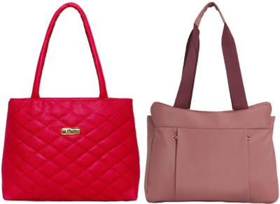 Zaxcer Women Red, Pink Handbag(Pack of: 2)