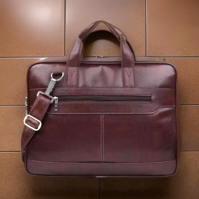 JairaJ Unisex Synthetic Leather Laptop Shoulder Messenger Bag men women Waterproof Messenger Bag(Brown, 620 L)