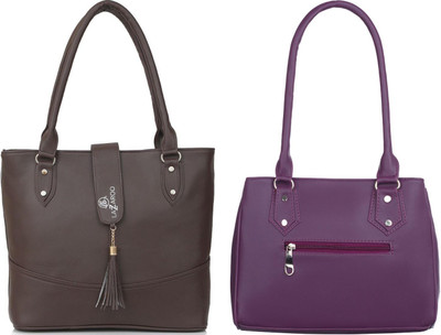 Lazzaroo Women Brown, Purple Shoulder Bag(Pack of: 2)