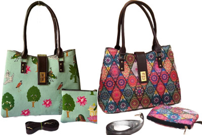 CRAFTWELL Women Multicolor Tote(Pack of: 4)