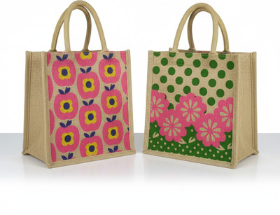 Nanda Store Men & Women Pink, Green Tote(Pack of: 2)