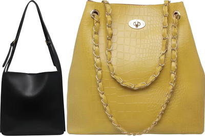 Trendycraft Women Black, Yellow Shoulder Bag(Pack of: 2)