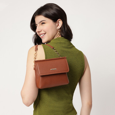 Fastrack Brown Sling Bag Light Grain