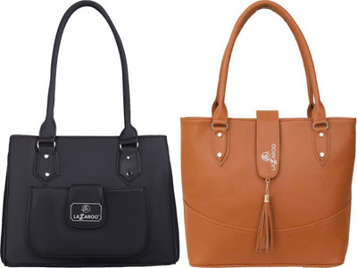 Lazzaroo Women Black, Tan Shoulder Bag(Pack of: 2)