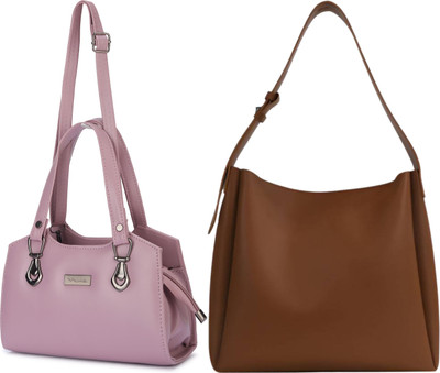 Trendycraft Women Pink, Tan Satchel(Pack of: 2)
