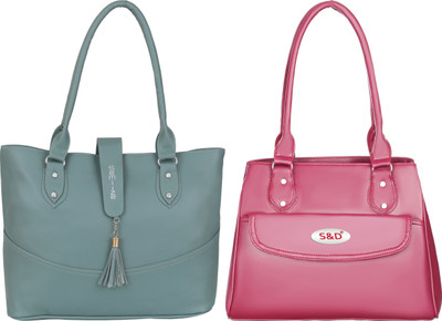 semiize Women Green, Maroon Shoulder Bag(Pack of: 2)