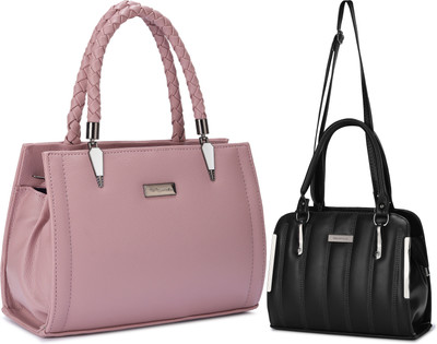 Trendycraft Women Pink, Black Satchel(Pack of: 2)