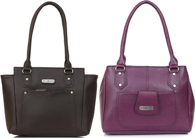 Lazzaroo Women Brown, Purple Shoulder Bag(Pack of: 2)