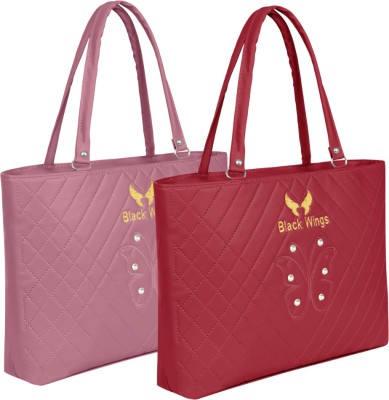 Black Wings Women Pink, Maroon Shoulder Bag(Pack of: 2)