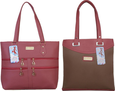 MSK Collection Women Red, Tan Messenger Bag(Pack of: 2)