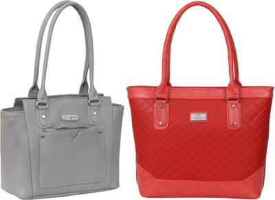 Lazzaroo Women Grey, Red Shoulder Bag(Pack of: 2)