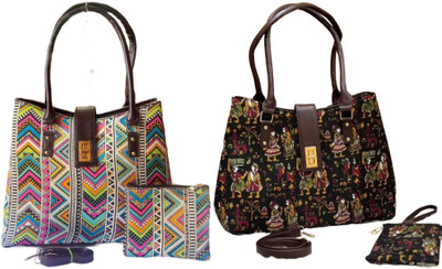 CRAFTWELL Women Multicolor Tote(Pack of: 2)