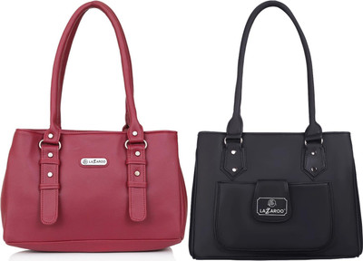 Lazzaroo Women Red, Black Shoulder Bag(Pack of: 2)