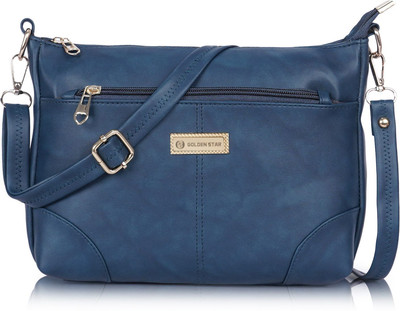 Golden Star Women Blue Hand-held Bag