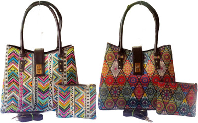 CRAFTWELL Women Multicolor Tote(Pack of: 2)