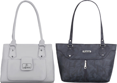 Lazzaroo Women Grey, Black Shoulder Bag(Pack of: 2)