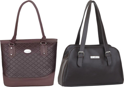 Lazzaroo Women Brown, Brown Shoulder Bag(Pack of: 2)