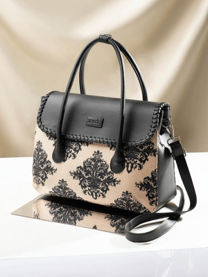ZOUK Women Beige, Black Satchel