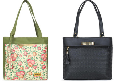 ARNLC Women Green, Black Handbag(Pack of: 2)