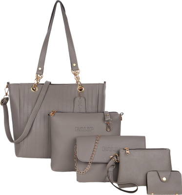 GALIP Women Grey Hand-held Bag(Pack of: 5)