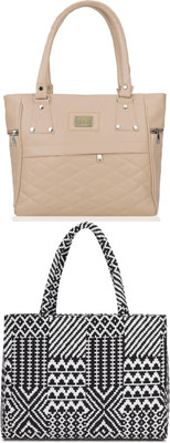 KSC Women Beige, Black Handbag