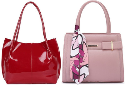 Trendycraft Women Pink, Red Handbag(Pack of: 2)