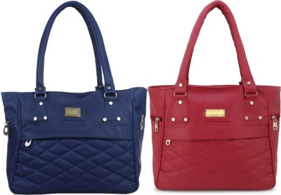 house of common Women Blue, Red Hand-held Bag