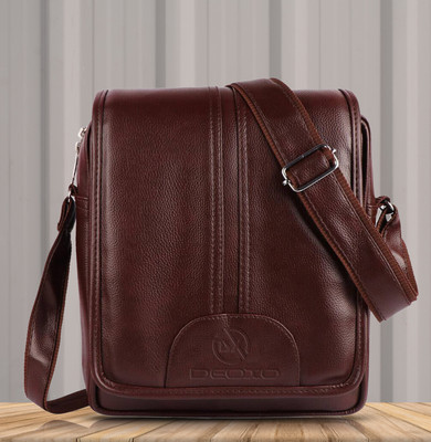 DEOXO Brown Sling Bag Men Sling Bag PU Synthetic Leather Men's Sling Bag Cross Body Travel