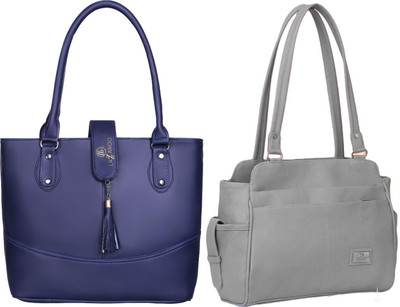 Lazzaroo Women Blue, Grey Shoulder Bag(Pack of: 2)