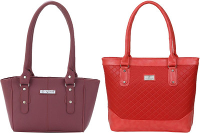 Lazzaroo Women Maroon, Red Shoulder Bag(Pack of: 2)