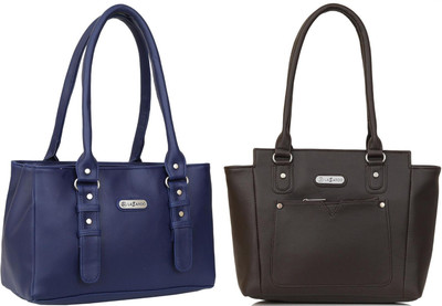 Lazzaroo Women Blue, Brown Shoulder Bag(Pack of: 2)